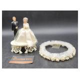 Vintage Wedding Cake Topper & Hair Piece