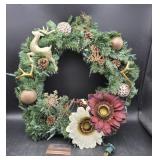 Fall Christmas Wreath Lighted 20"