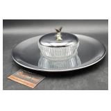 Komex Relish Tray & Glass Dip Bowl w/Lid