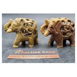 Soapstone Elephants Mothers w/Babies 2.5" H
