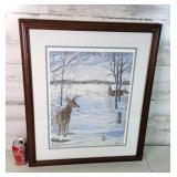 Framed Deer Print 22"ï¿½26.5" Signed Numbered under