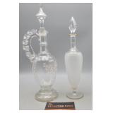 Glass Decanters 13" & 11" H w/Stoppers