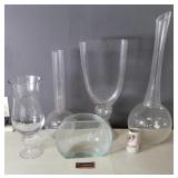 5 Large Glass Vases - tallest is 28.5"
