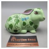 Hand-Painted Rabbit Coin Bank 6" L