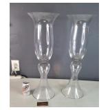 Large Glass Hurricane Vases - 26.5H