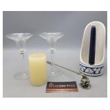 Candle Sconce 7" H, Glass Candle Sticks 5.5" H,