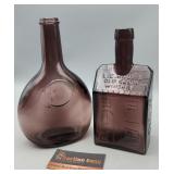 Purple Glass Bottles  8" & 9" H