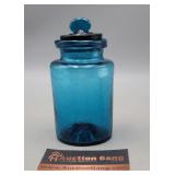 Blue Glass Jar 5.5" H w/Lid