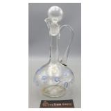 Glass Decanter w/Flowers 10" H