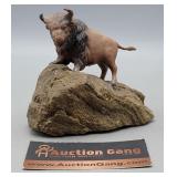 Buffalo on Rock Figurine 4" H