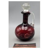 Ruby Red Glass Bottle 6.5" H