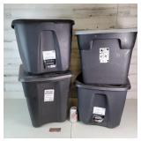 Group of 4 Black Totes with Lids