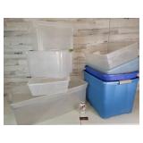 8 Totes without Lids, all different sizes
