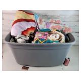 Large Tote of Fleece Blankets Religious