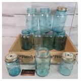 Fruit Crate Full of Blue Jars
