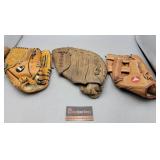 Group of 3 Baseball Gloves