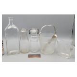 Vintage Bottles, Glass Ice Bucket, Measuring Cup