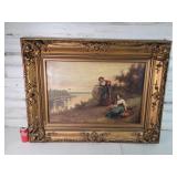 Signed Oil Painting Has some Damage 32"ï¿½42"