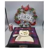 Snowman Pillow & Cardinal Hanging