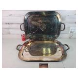 Pair of Silver Plate Serving Trays with Stands