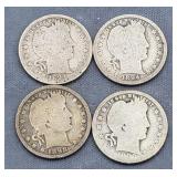 1894,1894s,1898,1900s Barber Quarters Silver 90%