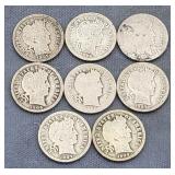 1897,1898,1901,1906,1907,1909 Barber Dimes Silver