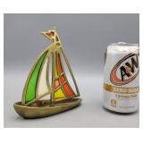 Brass & Stained Glass Sailboat 5' L ï¿½ 6'H