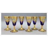 Vintage Cobalt Blue Bohemian Cordials w/applied