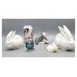 Figurines Rabbits Elephant Cat