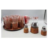 Longhorn Serving Tray, Glasses, Salt & Pepper