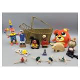 Various Figurines & Cute Basket
