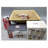 Libbey Shot Glasses- Wood Fruit Bowl gas damage