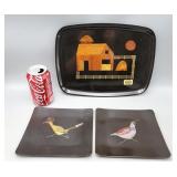 Couroc Coop & Bird Inlaid Trays