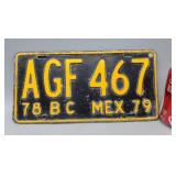 1978-79 Mexico License Plate