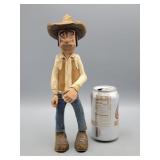 Carved Cowboy Figurine 11' H