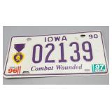 Iowa Combat Wounded License Plate