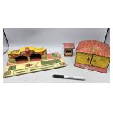 Pair of MARX Pressed Metal Toys - City Airport &