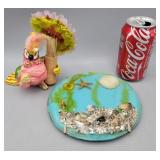 Parrot Toothpick Holder & Lucite Seascape