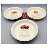 Pie Dishes 10' Diam.  w/ Recipes Pumpkin, Apple,