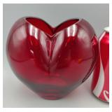 Ruby Red Heart Vase 6' T