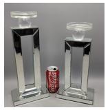Candle Holders Mirrored 15' & 13'