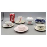 Tea Cups and Saucers & Steeping Cup w/Lid