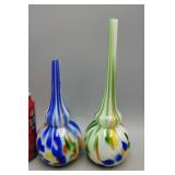 2 Long Neck Colorful Bud Vase