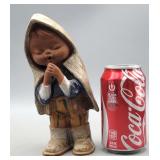 Red Clay Pottery Praying Figurine-Japan
