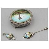 Trinket Box Pendant & Stick Pin