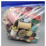 Bag of Yarn and Sewing Supplies
