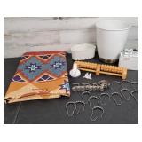 Bathroom Items Garbage Can, Shower Curtain &