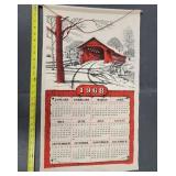 1968 Calendar Fabric Wall Hanging, 27 1/2'