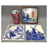 Dutch Windmill Tiles & Picture  - Blue Delfts