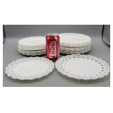 Milk Glass Plates  7.25' & 8.25' Open  Lace Design